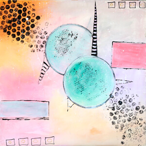 Небесные тела. 90x90, Акрил, ДСП, 2019 год